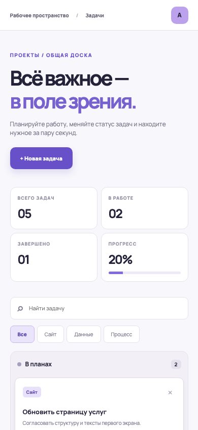 Первый экран проекта FOCUS на телефоне