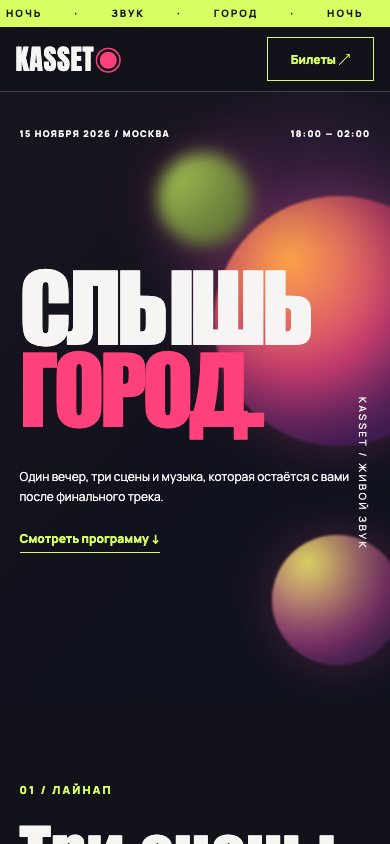 Первый экран проекта KASSET на телефоне